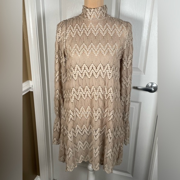 FREE PEOPLE SIMONE MINI DRESS In Neutral COMBO XS‎ - Picture 12 of 14